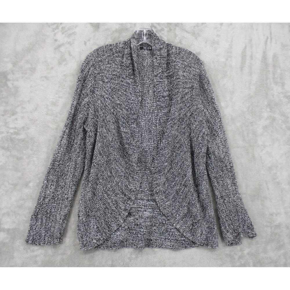NIC+ZOE Sweater Women Size L Petite Open Front Cardigan Relaxed Soft Knit Black